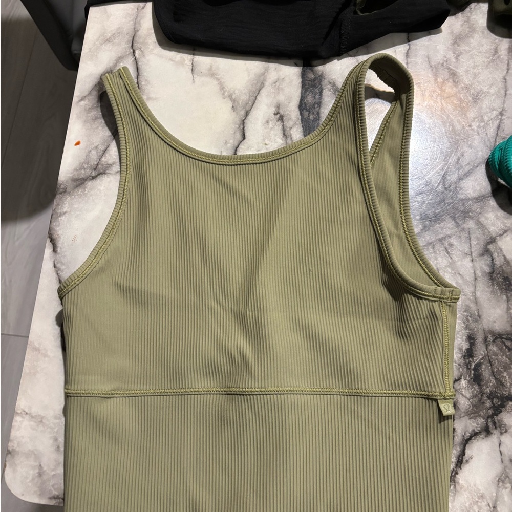 lululemon athletica Sage Green Ribbed Crop Top
